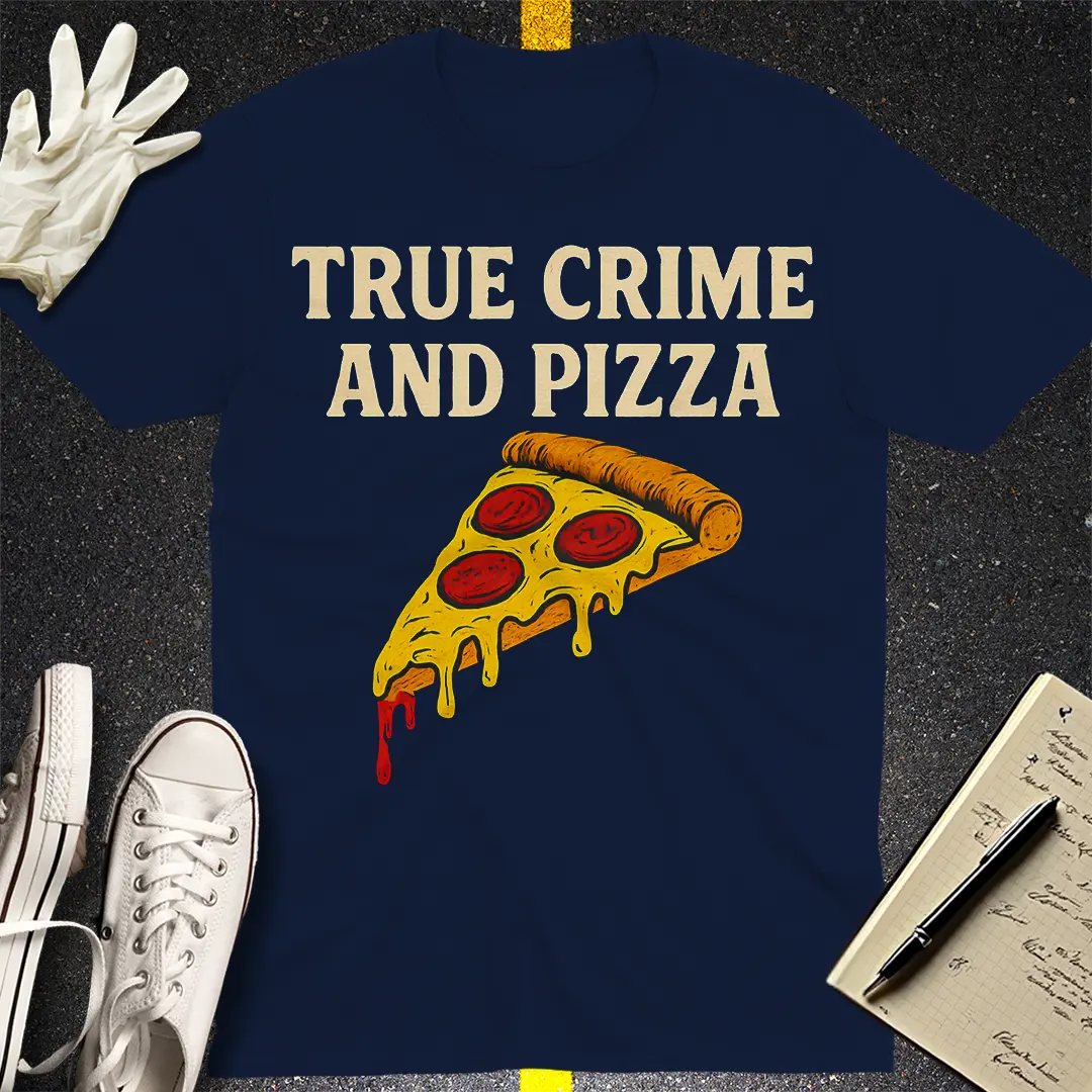 True Crime and Pizza T-Shirt - Navy