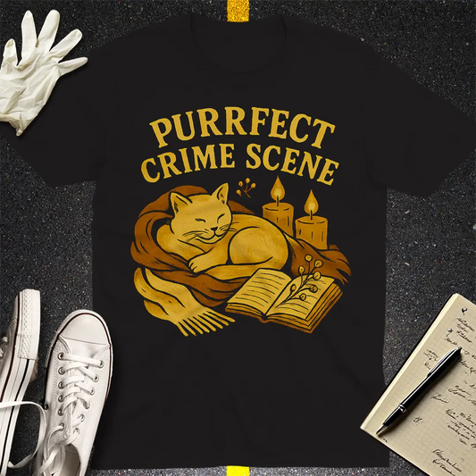 Purrfect Crime Scene T-Shirt - Black