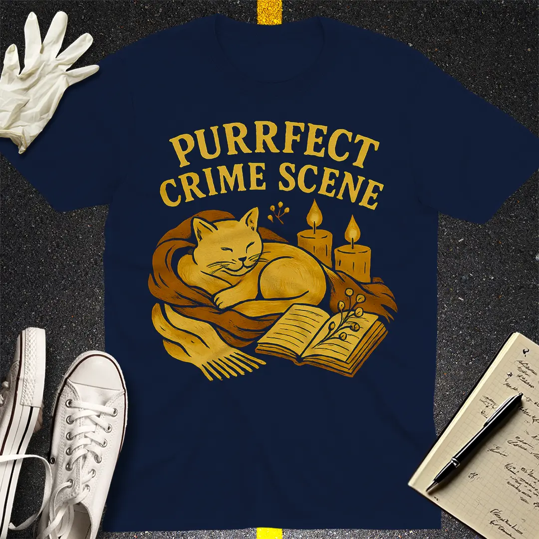 Purrfect Crime Scene T-Shirt - Navy