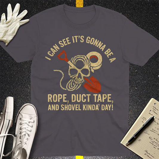 Rope, Duct Tape & Shovel T-Shirt - Charcoal