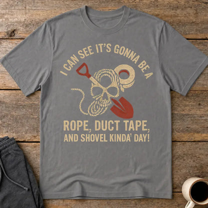 Rope, Duct Tape & Shovel T-Shirt - Charcoal