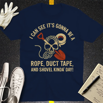 Rope, Duct Tape & Shovel T-Shirt - Navy