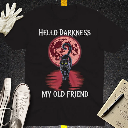 Hello Darkness Cat T-Shirt - Black