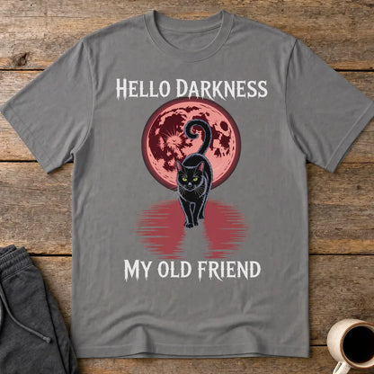 Hello Darkness Cat T-Shirt - Charcoal
