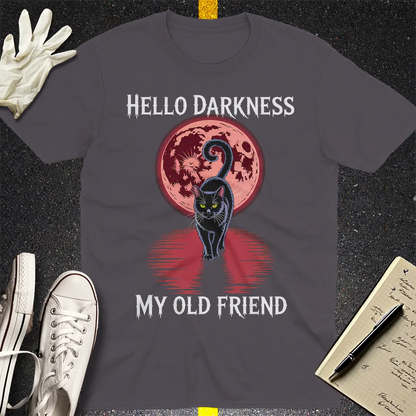 Hello Darkness Cat T-Shirt - Charcoal