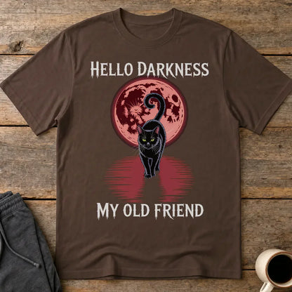 Hello Darkness Cat T-Shirt - Dark Chocolate