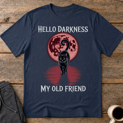 Hello Darkness Cat T-Shirt - Navy