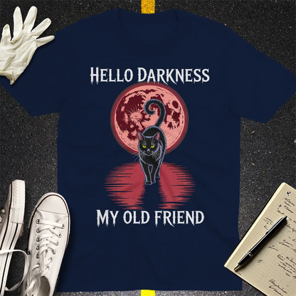 Hello Darkness Cat T-Shirt - Navy