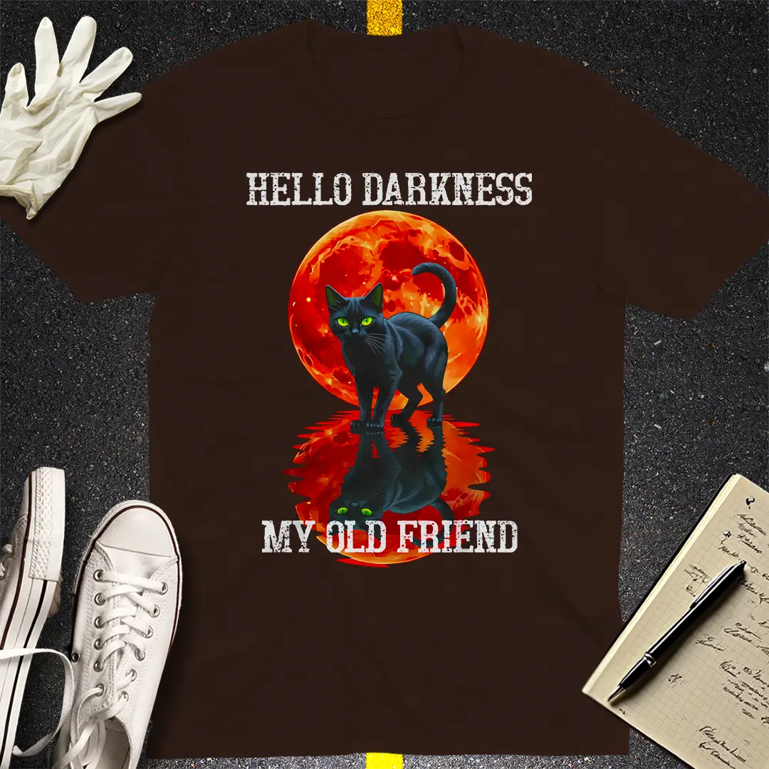 Hello Darkness Cat T-Shirt - Dark Chocolate