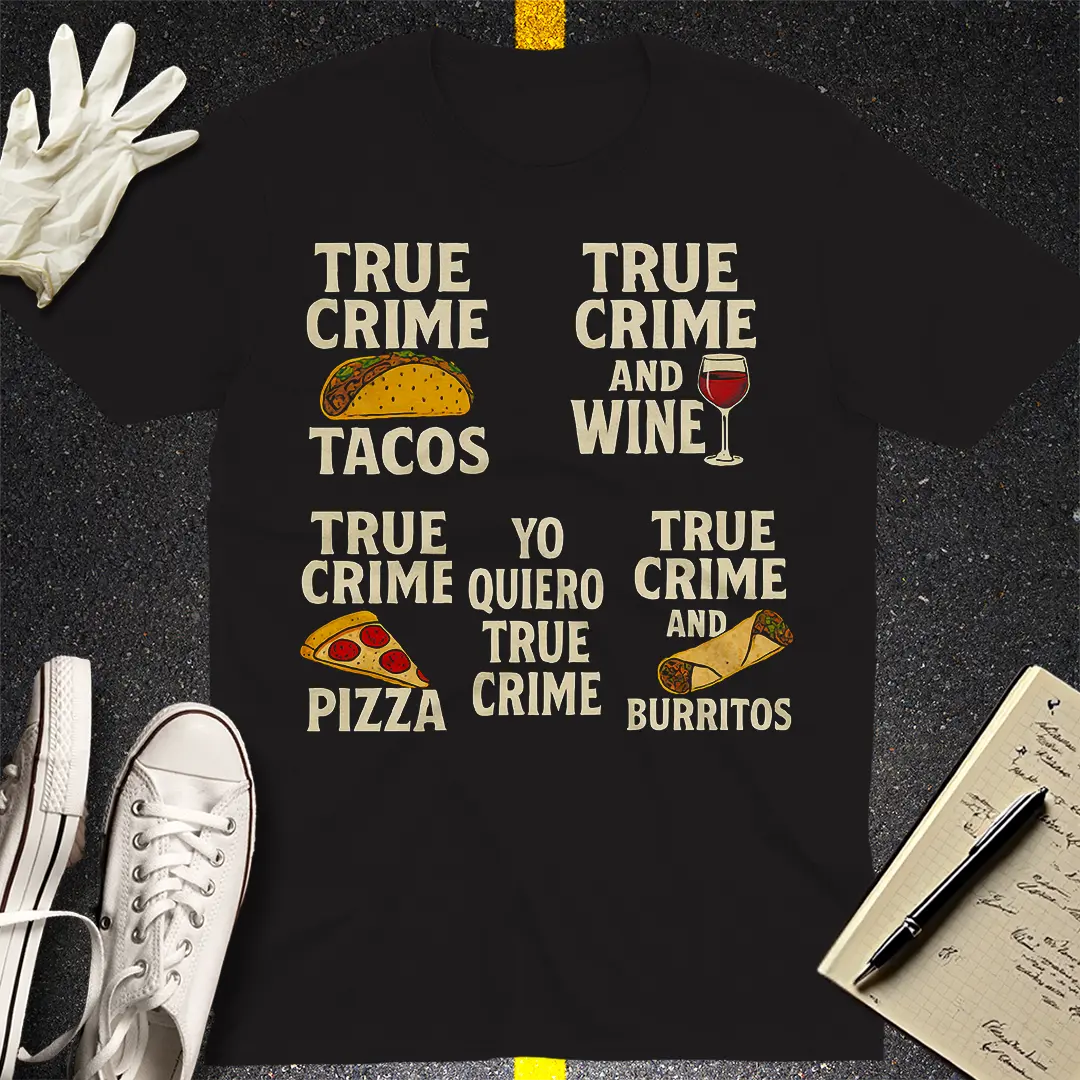 True Crime & Snacks T-Shirt - Black