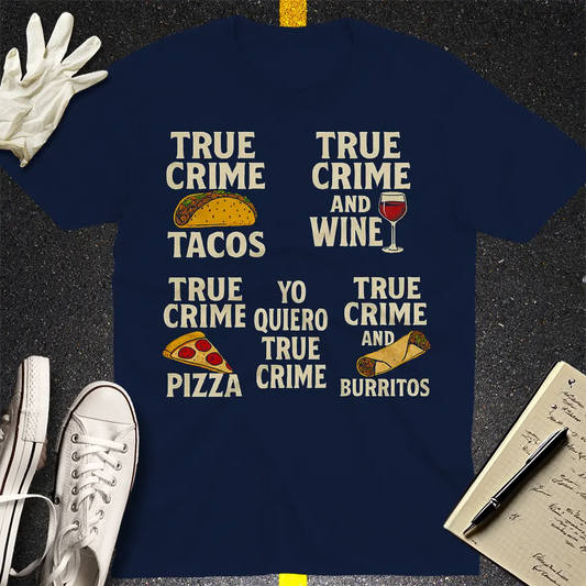 True Crime & Snacks T-Shirt - Navy