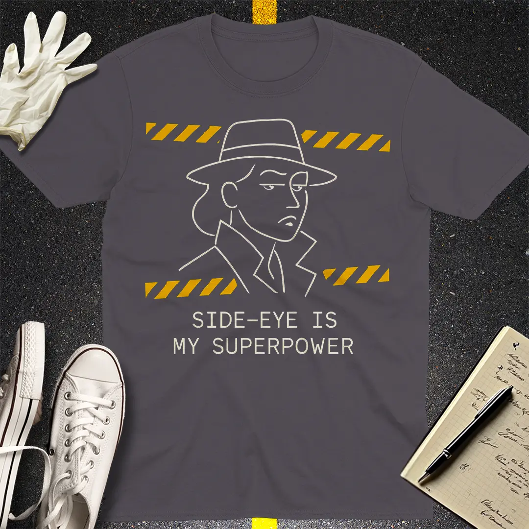Side-Eye Superpower T-Shirt - Charcoal
