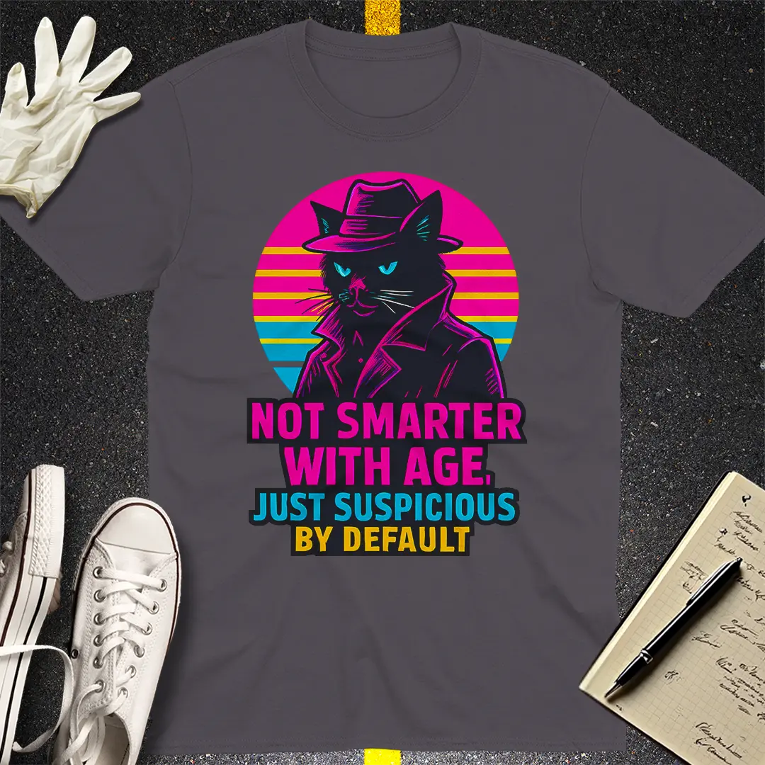 Suspicious Cat Noir T-Shirt - Charcoal