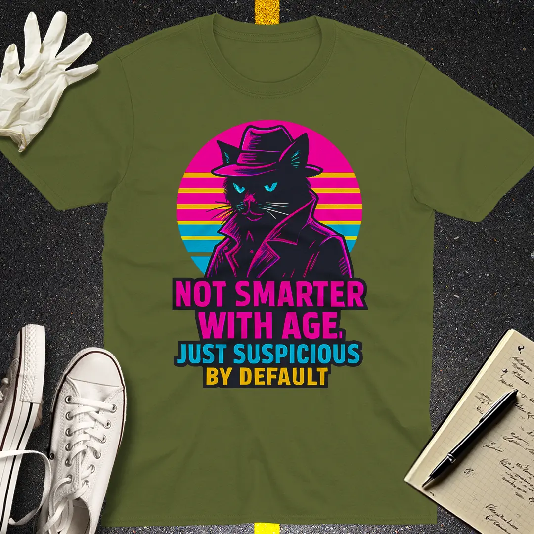 Suspicious Cat Noir T-Shirt - Military Green