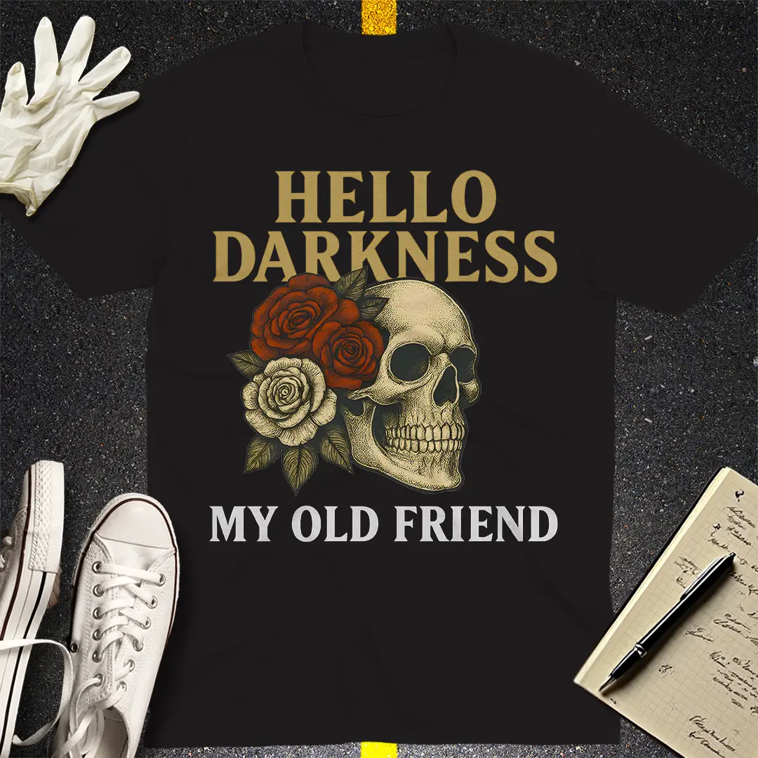 Hello Darkness Skull T-Shirt - Black