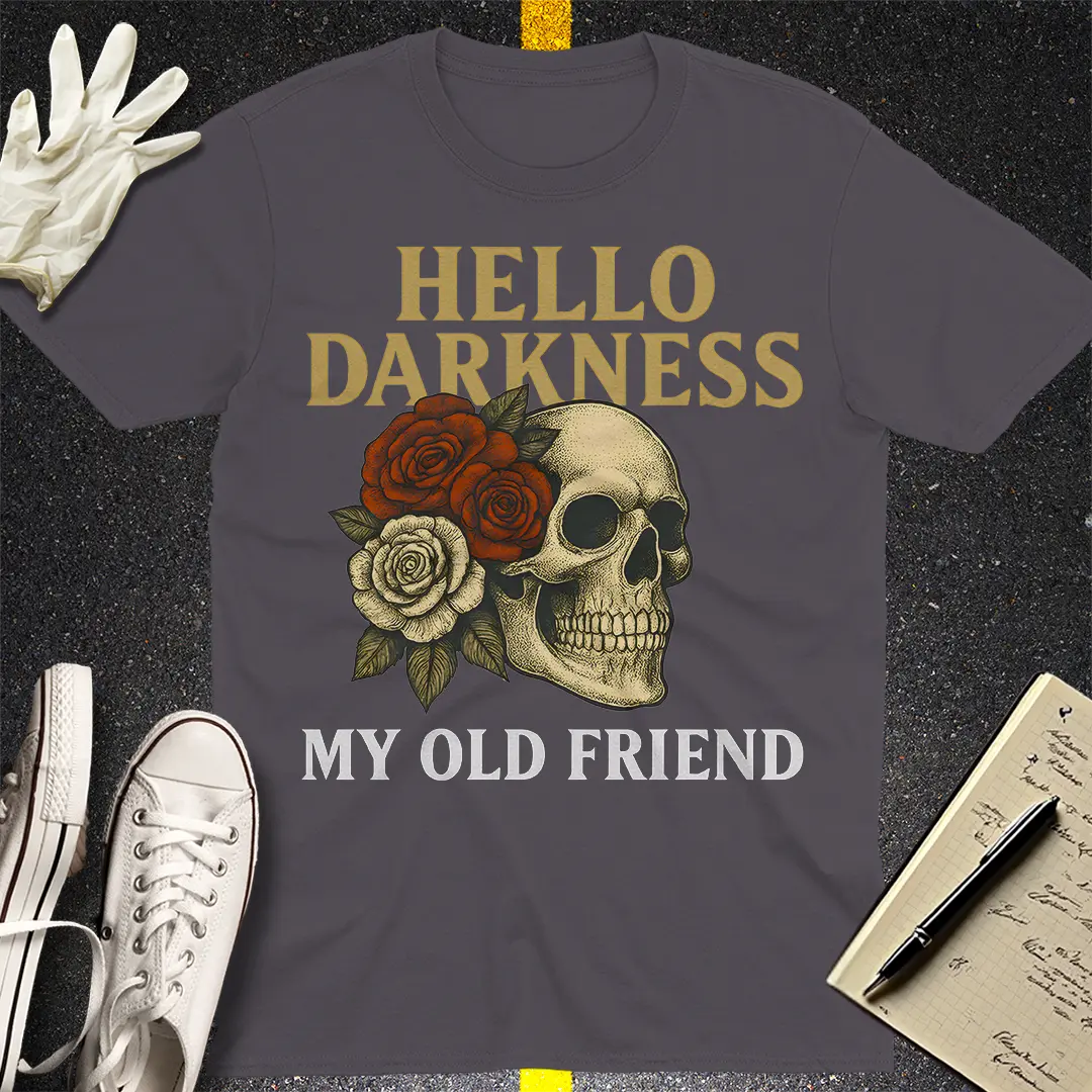 Hello Darkness Skull T-Shirt - Charcoal