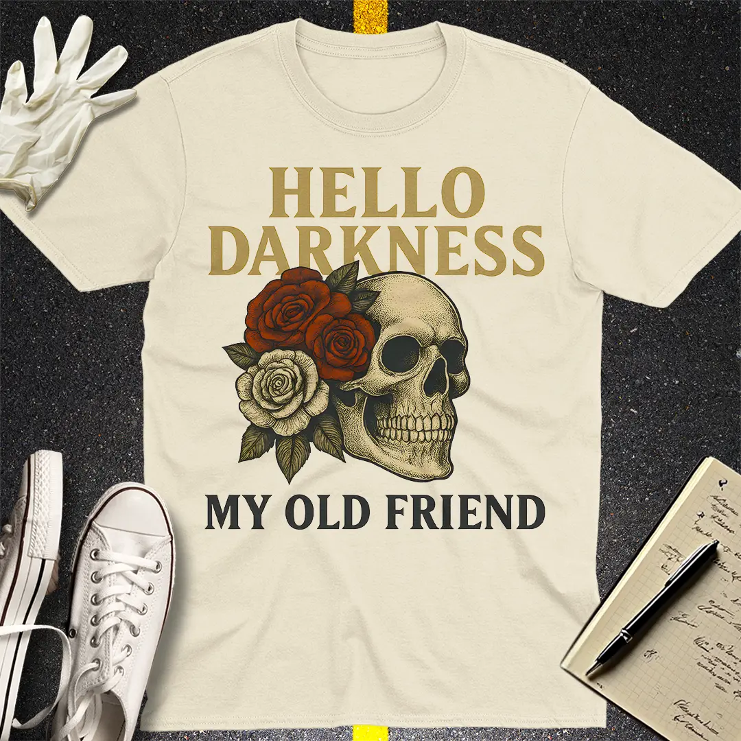 Hello Darkness Skull T-Shirt - Natural