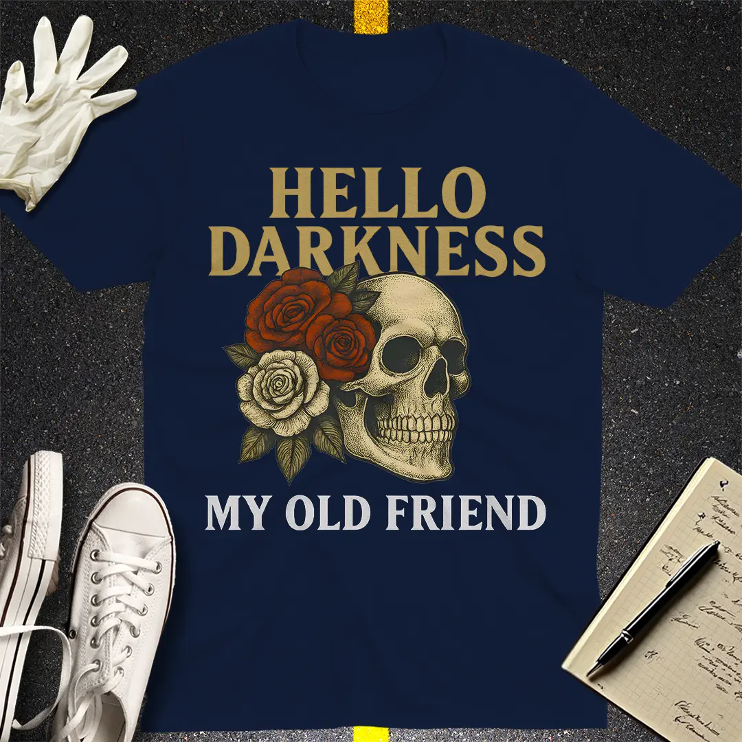 Hello Darkness Skull T-Shirt - Navy