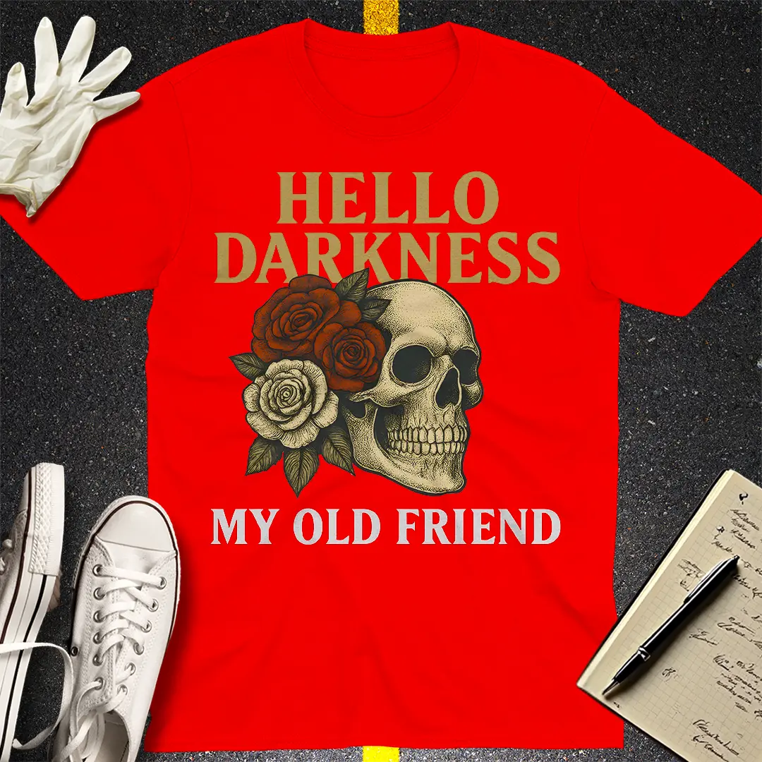 Hello Darkness Skull T-Shirt - Red