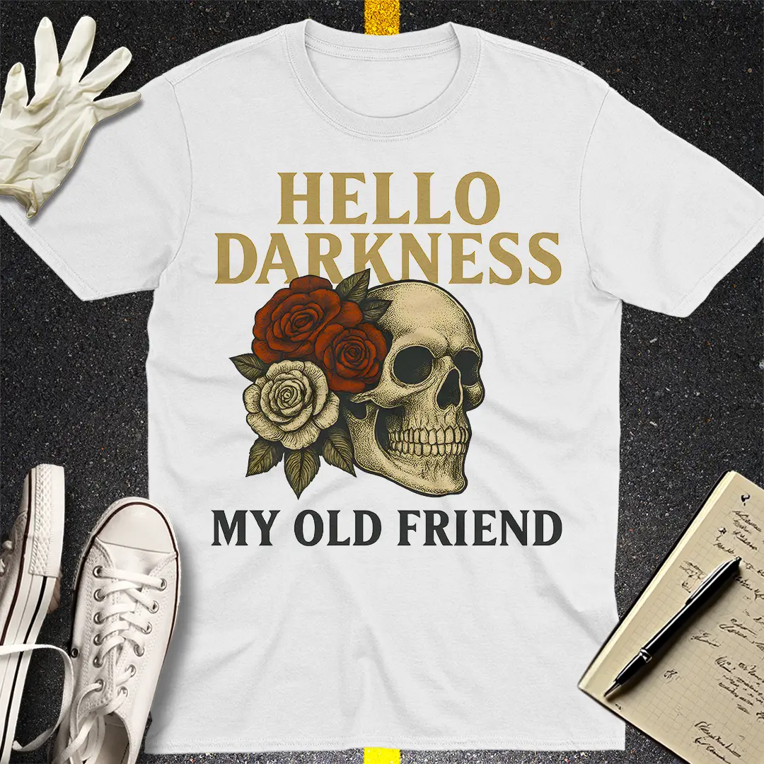 Hello Darkness Skull T-Shirt - White