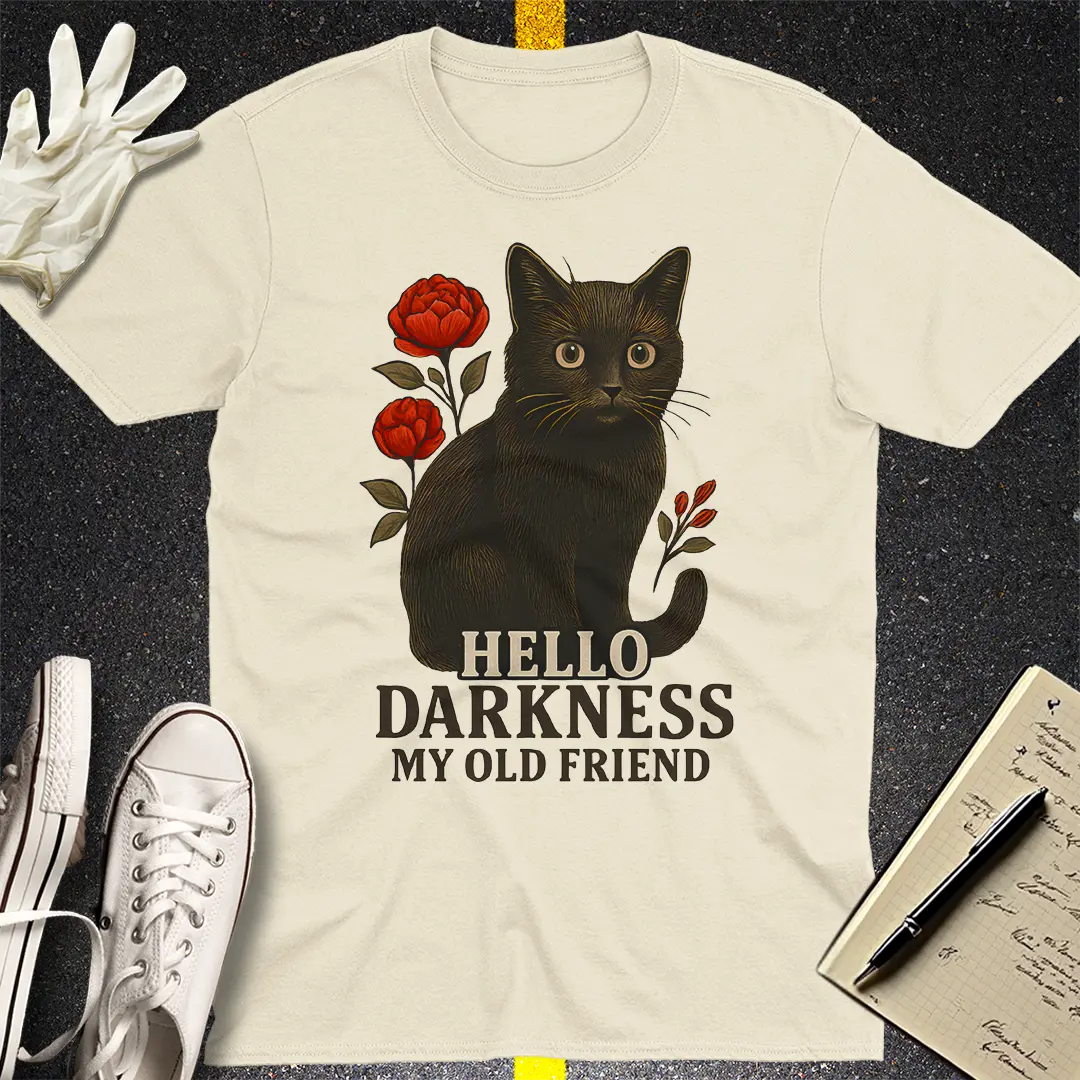 Hello Darkness Cat T-Shirt - Natural