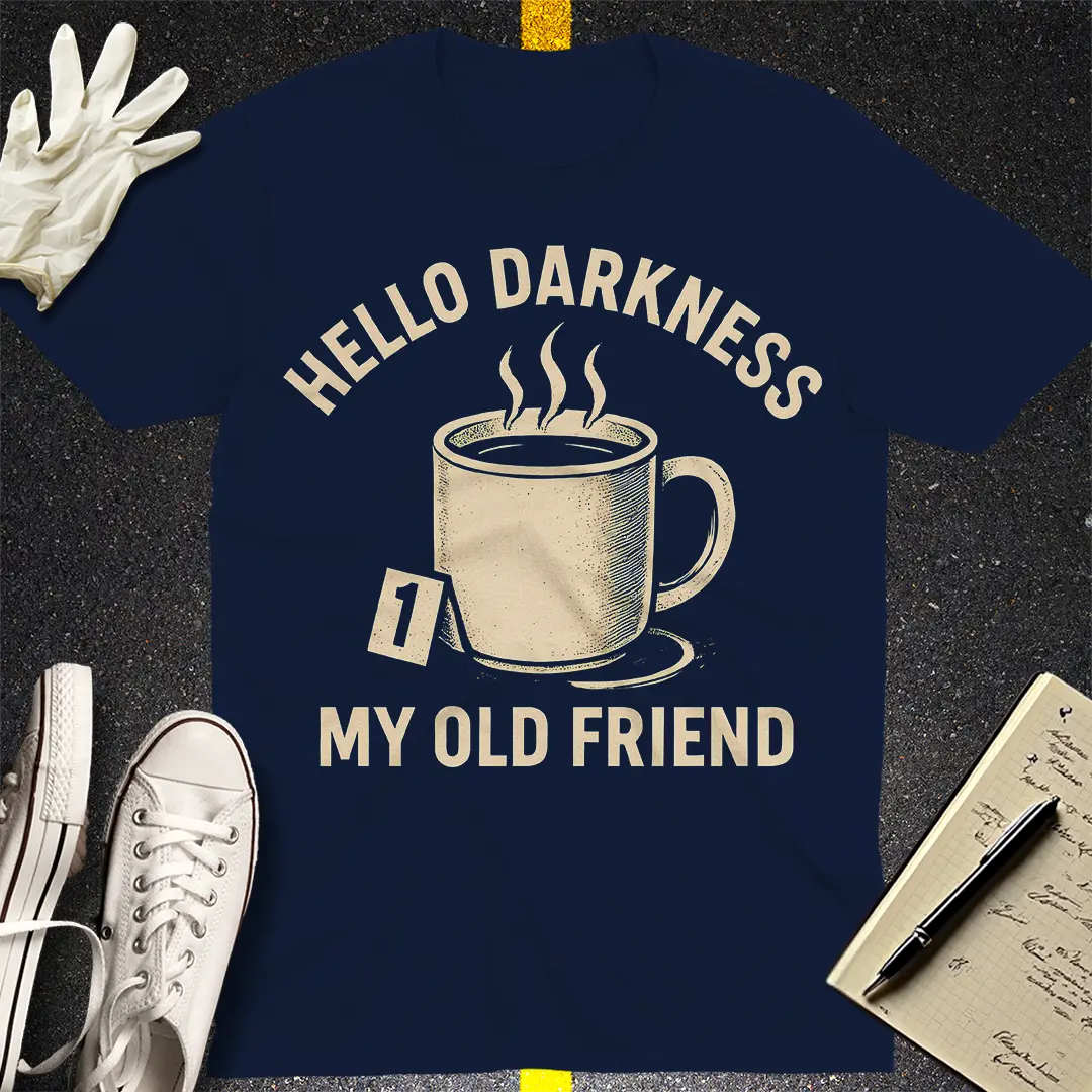 Hello Darkness Coffee T-Shirt - Navy