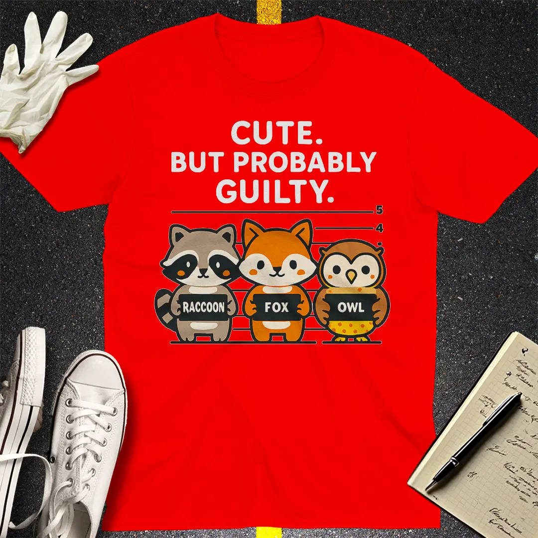 Cute But Probably Guilty T-Shirt - Red