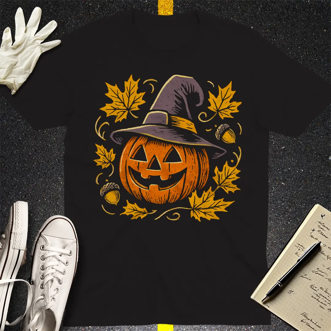 Pumpkin Witch Vibes T-Shirt - Black