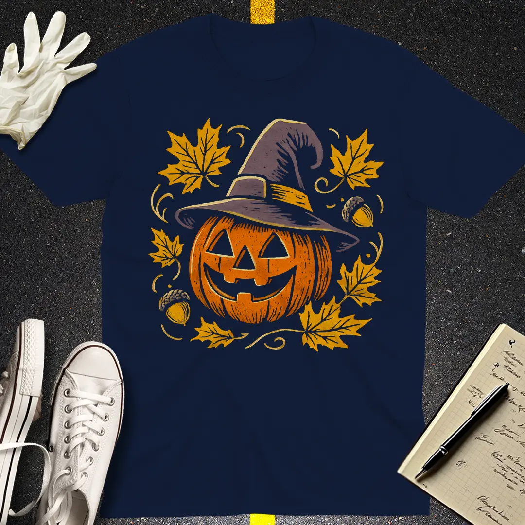Pumpkin Witch Vibes T-Shirt - Navy