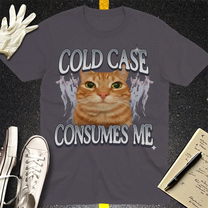 Cold Case Cat T-Shirt - Charcoal
