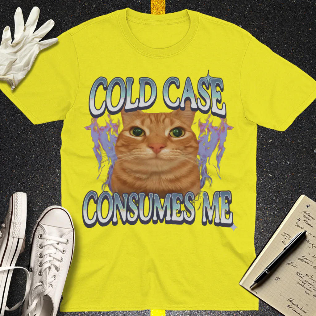 Cold Case Cat T-Shirt - Cornsilk