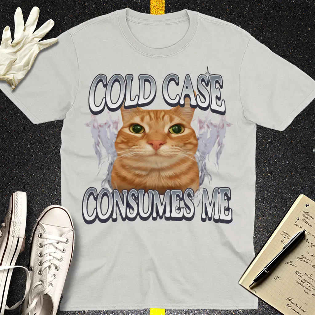 Cold Case Cat T-Shirt - Ice Grey