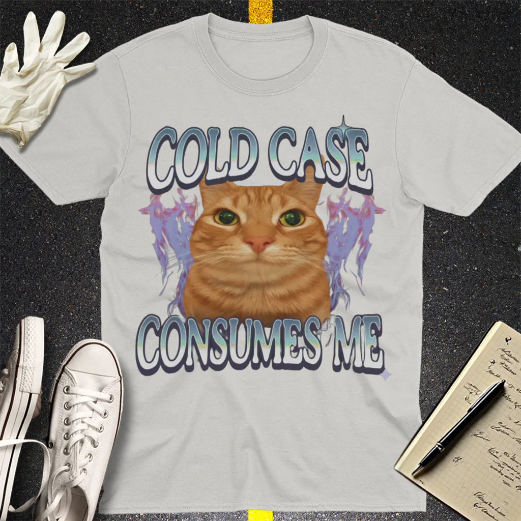 Cold Case Cat T-Shirt - Ice Grey