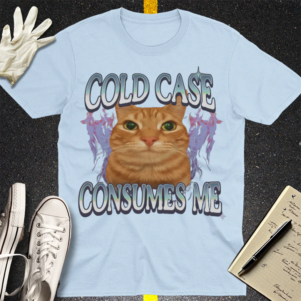 Cold Case Cat T-Shirt - Light Blue