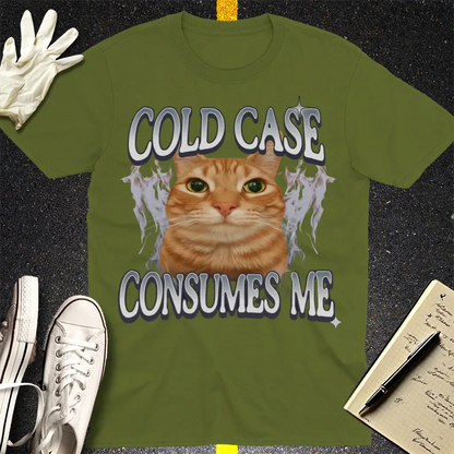 Cold Case Cat T-Shirt - Military Green