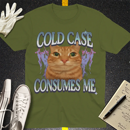 Cold Case Cat T-Shirt - Military Green