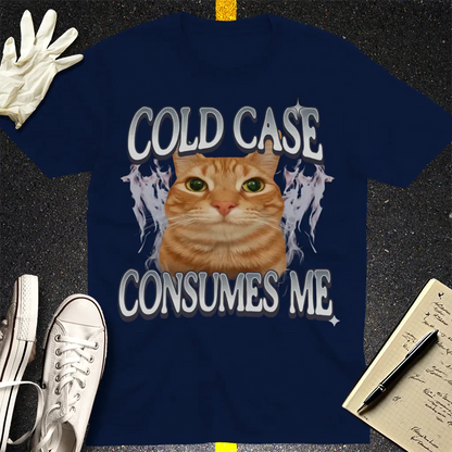Cold Case Cat T-Shirt - Navy