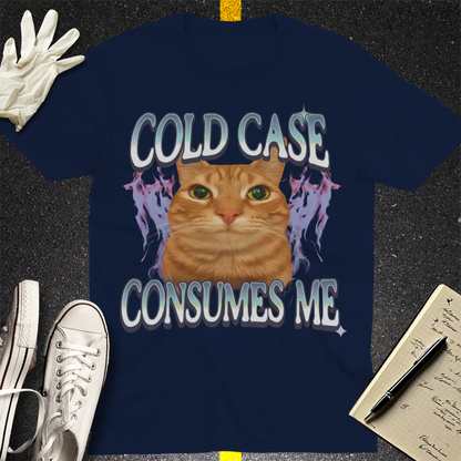Cold Case Cat T-Shirt - Navy