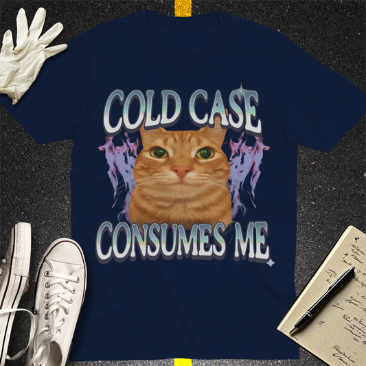 Cold Case Cat T-Shirt - Navy