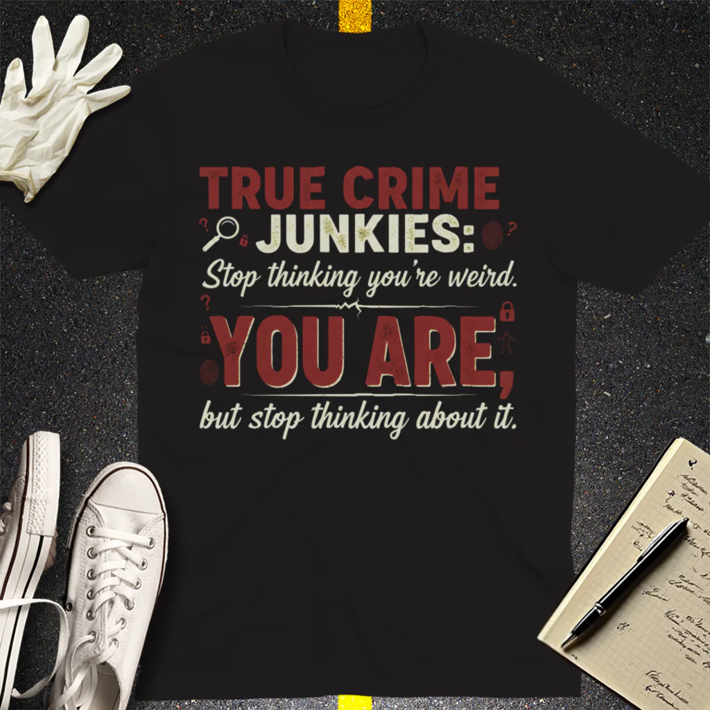 True Crime Junkie Confession T-Shirt - Black