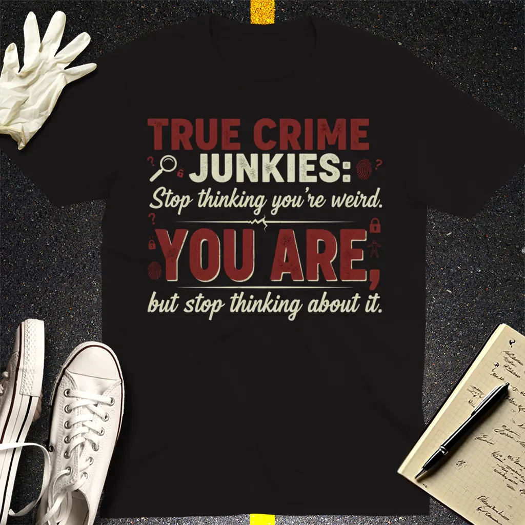 True Crime Junkie Confession T-Shirt - Black