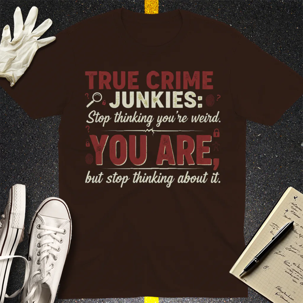True Crime Junkie Confession T-Shirt - Dark Chocolate