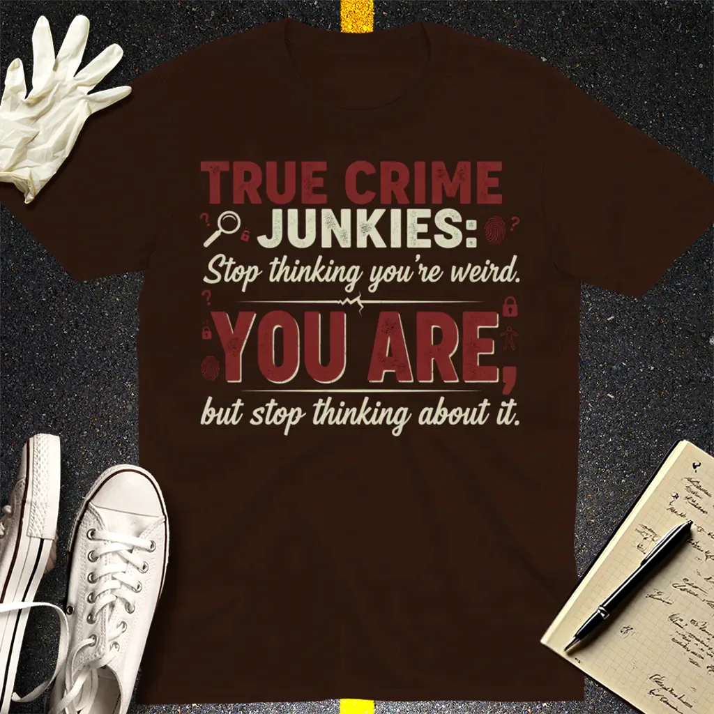 True Crime Junkie Confession T-Shirt - Dark Chocolate