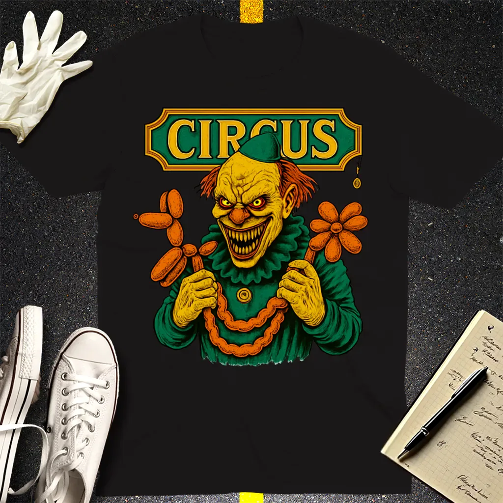 Creepy Circus Clown T-Shirt - Black
