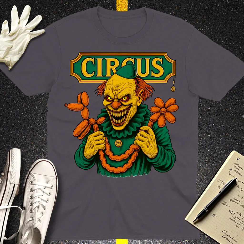 Creepy Circus Clown T-Shirt - Charcoal