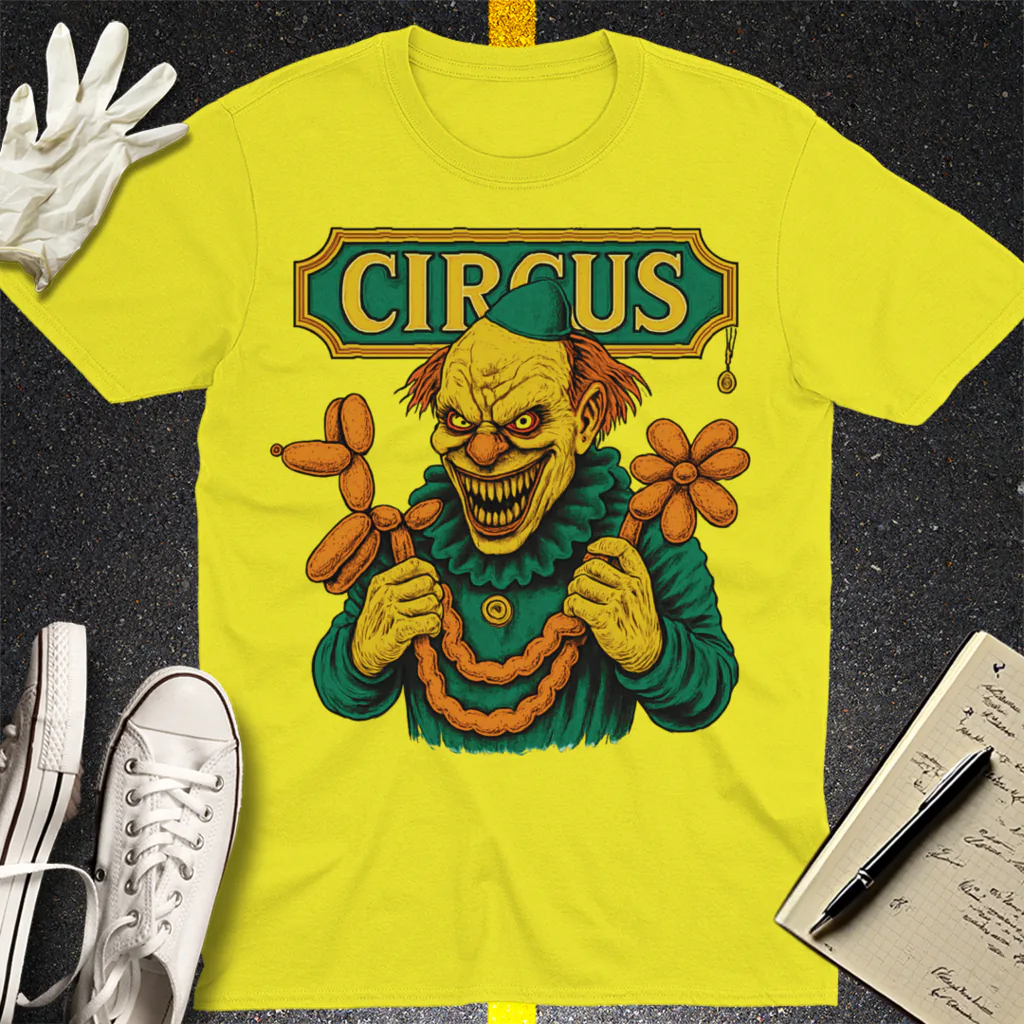 Creepy Circus Clown T-Shirt - Cornsilk