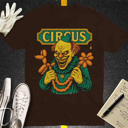 Creepy Circus Clown T-Shirt - Dark Chocolate
