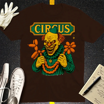 Creepy Circus Clown T-Shirt - Dark Chocolate