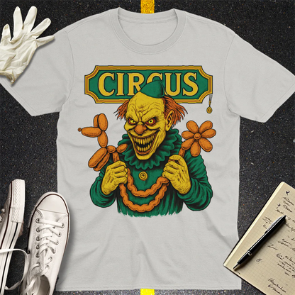 Creepy Circus Clown T-Shirt - Ice Grey