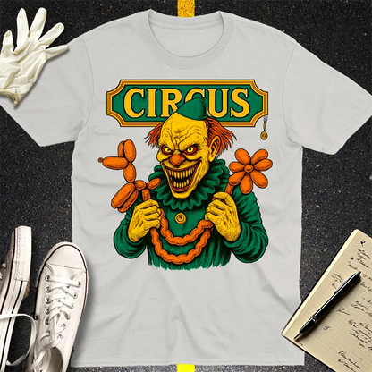 Creepy Circus Clown T-Shirt - Ice Grey